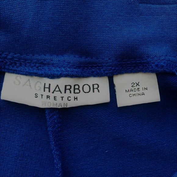 Sag Harbor Stretch Woman Pants Plus Sz 2X Blue Marina Elastic Waist Leg Graphic - Picture 10 of 12